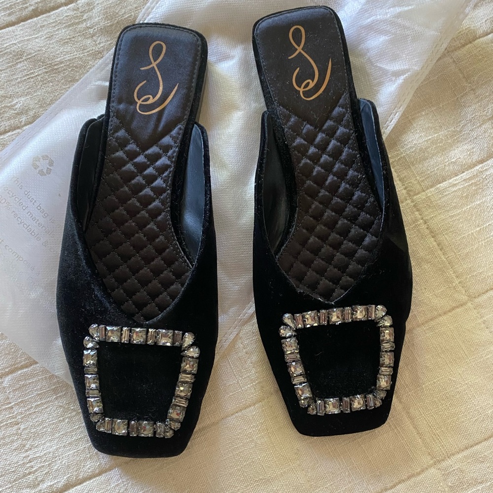 Sam Edelman lavina black velvet mules